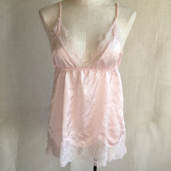 Pink Satin Babydoll Chemise Lace Lingerie NWOT - Picture 7 of 8